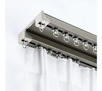 Silent Aluminum Ceiling ain Track System 19.7FT/600CM Double Track Rail for Smooth Sliding ains Ideal Room Divider for Bedroom Living Room & Hospital (Champagne)