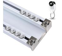 Silent Aluminum Ceiling Mounted Double Track ain Rail System 20ft Sliding ain Track for Room Dividers & Drapes Adjustable Lengths 2'-21' White