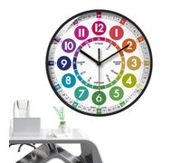 Silent Analog Learning Clock for Kids, Colorful Battery Operated Teach Tell