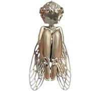 Silent Angel Pendant Sterling Silver Necklace with Vintage Wings | Serene Figurine Charm, Intricate Wing Detail, Unisex Design, Chain Included, Gift