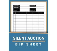 Silent Auction Bid Sheets: Manage silent auctions sheets cards with simple duplicate charity bid forms tracker, a fundraising event planner, and fundraiser ideas tracking donation