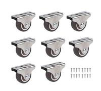 Silent Ball Bearing Mini Caster Wheels with Screws,Metal Fixed Plate TPE Rubber Low Profile Caster Wheels for Furniture Rolling Cabinet Drawer Toy Cart (1.25 inches, 8)