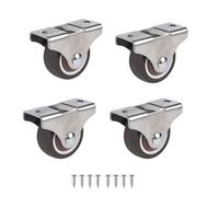 Silent Ball Bearings, Mini Wheels with Screws, Metal Fixed Plate TPE Rubber Low Profile Wheels for Furniture Rolling Cabinet Drawer Toy Trolley (1.5 Inches, 4)