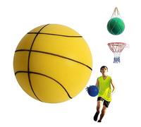 Silent Basketball, Indoor Training Quiet Ball Soft Foam Ball Toys Highly Elastic, Kids and Adult Interactive Toy Basketball (Diameter 7.08'', Basketball Style-Yellow)