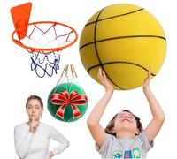 Silent Basketball Size 7/6/5, The Original Silent Foam Indoor Basketball 2.0 (Yellow, Size 6)