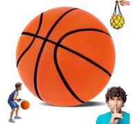 Silent Basketball, Upgraded Indoor Quiet Basketball Size 3/5/7, as Low as 2 Decibels, Soft, Flexible, Lightweight with Storage Bag (Orange, Size 5(21cm/8.3 in))