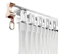 Silent Benble Curtk System Flexible Aluminum Sliding Rod with Roller 3.6FT Adjustable Rai for Shower Bay Window Bedroom Top Install White