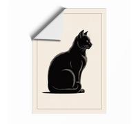 Silent Black Cat Minimalist Unframed Wall Art Print A1 (84.1×59.4cm), Wall Decor for Living Room, Bedroom, Office & Home, Art Gift