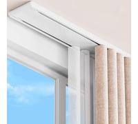 Silent Ceiling Curtain Rod Kit Double Track System with Rollers for Home Bedroom Bathroom Windows3.6m White Drapery Hardware