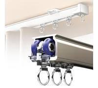 Silent Ceiling Mounted Curtain Track, 2mm Thick Aluminium Curtain Tracks, Heavy Duty Ceiling Curtain Rail for Heavy Curtains, Flexible Curtain Rails for Room Divider (Gold, 2.5m/8.2ft)
