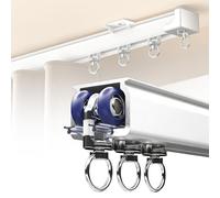 Silent Ceiling Mounted Curtain Track, 2mm Thick Aluminium Curtain Tracks, Heavy Duty Ceiling Curtain Rail for Heavy Curtains, Flexible Curtain Rails for Room Divider (White, 6m/19.6ft)