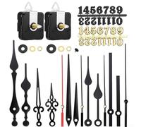 Silent Clock Movement Kit with Five Hand Sets and Flexible Long or Short Shaft Options for Repair and DIY Clock Creations (B)