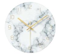 Silent Clock Table 12 Inch Wall Clock Nordic Marble Color Digital Clock Modern Tempered Glass Bedroom Art Clocks Personality Living Room Creative Wall Clock
