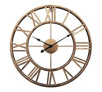 Silent Clock Table Silent Wall Clock Battery Operated Vintage Roman Numerals Metal Skeleton Decorative Clock for Home Office School Decor Creative Wall Clock