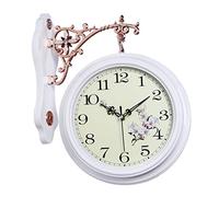 Silent Clock Table Vintage Double Sided Hanging Wall Clock Round Clock with Scroll Wall Mount 360 Degree Rotation Home Decor Creative Wall Clock