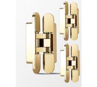 Silent Concealed Hinge 3-Pack, Adjustable Hidden Cross Hinge for Wooden Invisible & Folding Doors,