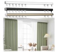 Silent Curtain Rail with Smooth Rollers Easy Installation 50 200cm Ceiling Mount Track System for Curtains Black 170cm Adjustable Curtain Rod