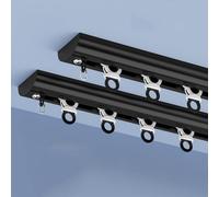 Silent Curtain Rail with Wheels for Home, Office, Caravan, Hotel - 2.40m Black Room Divider, Perfect for Interior Decoration and Space Optimization