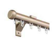 Silent Curtain Rod for Bedroom & Living Room Ceiling or Wall Mounted 220cm/7.2ft (2 x 110cm) Elegant Gold Finish Smooth Gliding Rails for Easy Use