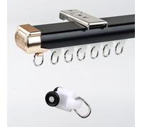 Silent Curtain Track, Easy Install Ceiling Mount Rod, Shower Divider Curtain Pole, Aluminum Bay Window Curtain Rail (Black, 9.84ft/3.0m)