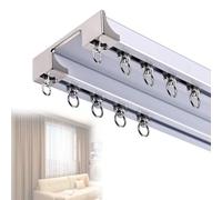 Silent Curtain Track System with Smooth Gliding Rollers 2 Layer Aluminum Drapery Rods for Living Room Bedroom Room Dividers 4.2m White - Noise Free Ceiling Curtains