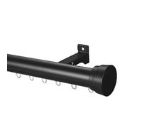 Silent Curtain Track White/Black/Grey, Heavy Aluminum Curtain Rails Wall Or Ceiling Track System With Roller, Room Divider Silent Curtain Rods Kit(Black,150cm)