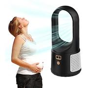 Silent Desk Fan - Battery Operated Bladeless Fan with 6 Speed Adjustment - Rechargeable Silent Desk Fan with LED Display for Place