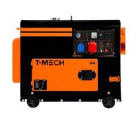 Silent Diesel Generator Three Phase ATS 6.5kVA 6500W 13HP 230V 400V Electric Start Closed Frame Emergency Power 4 Portable Wheels Black Powder Coated Steel 20L Fuel Capacity Tool Kit & Funnel
