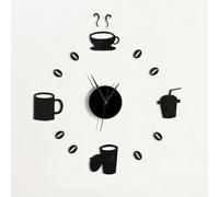 Silent DIY Wall Clock 3D Black Acrylic Numbers, Modern Art Home Office Decor, Self-Adhesive Mute Movement for Living Room Bedroom Kitchen(2#)