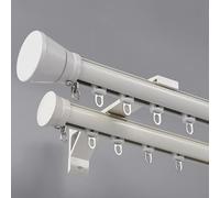 Silent Double ain Track System - 19ft Aluminum Wall-Mounted Rod with Smooth Gliding Quiet Rollers - Ideal for Roman ains, Home Decor & Window Treatment