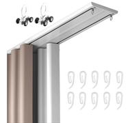 Silent Double Ceiling Curtain Track Heavy-Duty Aluminum Rod with Pulley & Hook for Smooth Operation Ideal for Living Room Décor - Champagne 280cm (110.4in)
