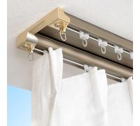 Silent Double Curtain Track 2Layer Ceiling Rail for Windows Shower Curtains & Room Dividers Gold 3m (10.8ft) NoiseFree Curtain System