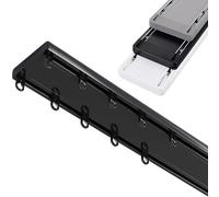 Silent Double Curtain Track Ceiling Mount Conjoined Curtain Rails Aluminum Alloy Silence Track with Pulley Ceiling Track for Living Room Bedroom Room Divider(Black,180cm(5.9ft))