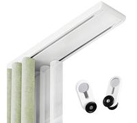 Silent Double Curtain Track Ceiling Mount Heavy-Duty Aluminum track Curtains Rail Set, Bedroom/Window/Hotel Drop Ceiling Curtains Tracks Easy Install Conjoined Double Tracks(White,4.1m)