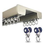 Silent Double Curtain Track - Heavy-Duty Ceiling-Mounted Dual Rail for Sheer & Blackout Curtains 110 lbs Capacity Complete Kit Yellow 1.5m/4.9ft