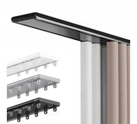 Silent Double Curtain Track, High-Strength Hidden Rod, Customizable 2-Way Curtain Rail for Living Room & Bathroom, Black 4.1m (13.5ft) - Easy Install, Design