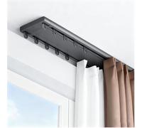 Silent Double Curtain Tracks, Aluminum Alloy Ceiling Mount Rails, 50-600 cm Heavy Duty Sliding System for Room Dividers in Living Room, Bedroom, Easy Installation(Grey,270cm)
