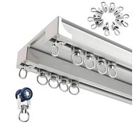 Silent Double Row Aluminum Alloy Sliding k System Hey Duty Rails for Room Dividers11.5ft (350) Perfect for Bedroom Living Room Hospital (White)