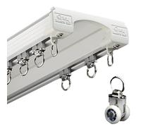 Silent Double Row Crossed Curtain Track Ceiling Mounted Heavy Duty Curtain Track System sliding room divider for Window, Bedroom, Living Room, Hotel, Divider(Milky white,4.4m/14.4ft)