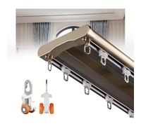 Silent Double Row Crossed Curtain Track Ceiling Mounted Heavy Duty Curtain Track System sliding room divider for Window, Bedroom, Living Room, Hotel, Divider(Champagne,4.4m/14.4ft)