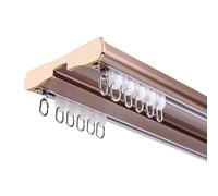 Silent Double Row Curtain Track Ceiling Mount - Heavy-Duty Straight/L/U-Shape Room Dividing System for Bedroom Living Room(Rose Gold,4m/13.1ft)