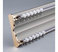 Silent Double Row Curtain Tracks - 1m-6m Ceiling Mounted Aluminum Rod System for Indoor/Outdoor Curtains Gray 2.2m Ideal for Bedroom Room Dividers & Bay Windows