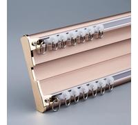 Silent Double Row Curtain Tracks Ceiling Mounted, Aluminum Duty Rod System Double Rails, 1m-6m for Indoor/Outdoor Curtains Tracks, Bedroom Room Divider Bay Window,Gold,2.8m