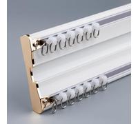 Silent Double Row Curtain Tracks Ceiling Mounted, Aluminum Duty Rod System Double Rails, 1m-6m for Indoor/Outdoor Curtains Tracks, Bedroom Room Divider Bay Window,White,3.6m