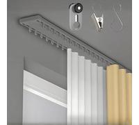 Silent Double Row Curtains Rail Ceiling Curtain Track Aluminum Curtain Rod 3.3ft-16.4ft with Clip and Hook White Black Gray for Balcony Bay Window(Grey,490cm/16.1ft)