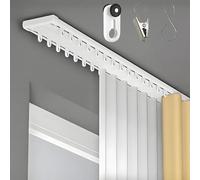 Silent Double Row Curtains Rail Ceiling Curtain Track Aluminum Curtain Rod 3.3ft-16.4ft with Clip and Hook White Black Gray for Balcony Bay Window(White,300cm/9.8ft)