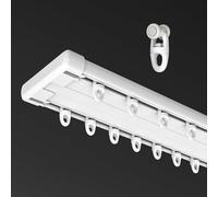 Silent Double Track Ceiling Curtain Rail System, Aluminum Sliding Curtain Tracks, Bedroom Divider, for Tende, 5. (17.4ft) Length