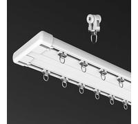 Silent Double Track Ceiling Curtain Rod System - Aluminum Sliding Curtain Tracks, Bedroom Divider (C, 4.8m/15.7ft) - Easy Installation, Modern Design, Home Decor
