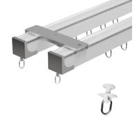 Silent Double Track Curtain Rod, 94.49in Top-Mounted White, Heavy-Duty Fall Resistance, Smooth Sliding for Curtains, Drapes, and Room Dividers