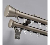 Silent Double Wall-Mounted ain Track System - Sturdy Aluminum with Smooth Sliding Quiet Rollers, 15.1ft (4.6m) Roman ain Rod, Ele Champagne Color for Home Decor & Window Treatment